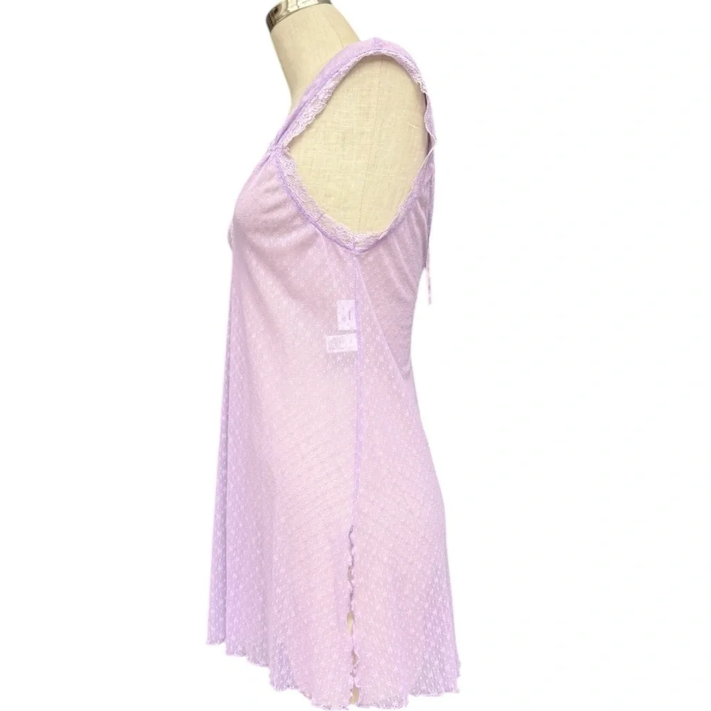 Frederick’s of Hollywood Lavender Lace Mesh Slip Dress Size Large Romantic Mesh